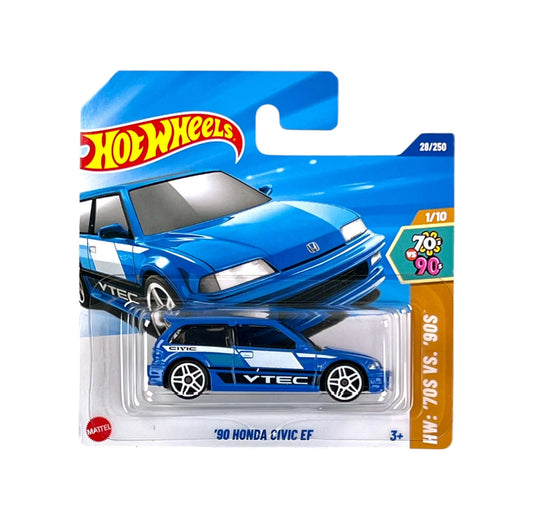 Hot Wheels - '90 Honda Civic EF Blue - HW '70s vs '90s 1/10 - Scale 1/64 Approximately