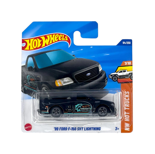 Hot Wheels - '99 Ford F-150 SVT Lightning Black - HW Hot Trucks 7/10 - Scale 1/64 Approximately