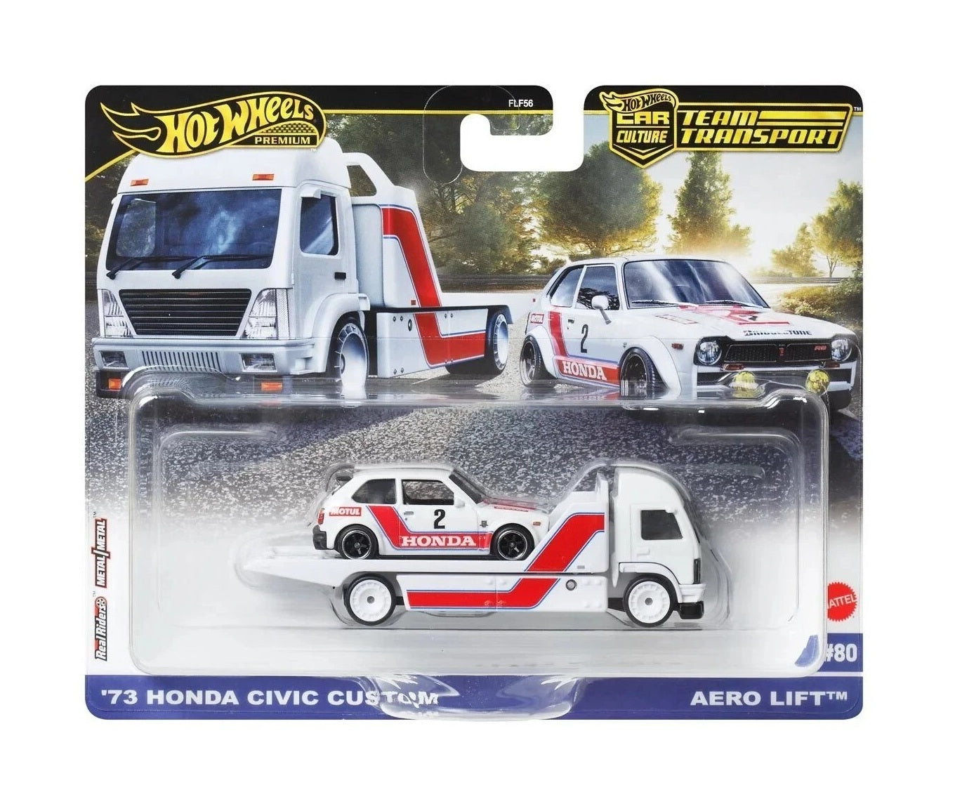 Hot Wheels Premium - '73 Honda Civic Custom + Aero Lift - Series Car Culture Team Transport - Scale 1/64