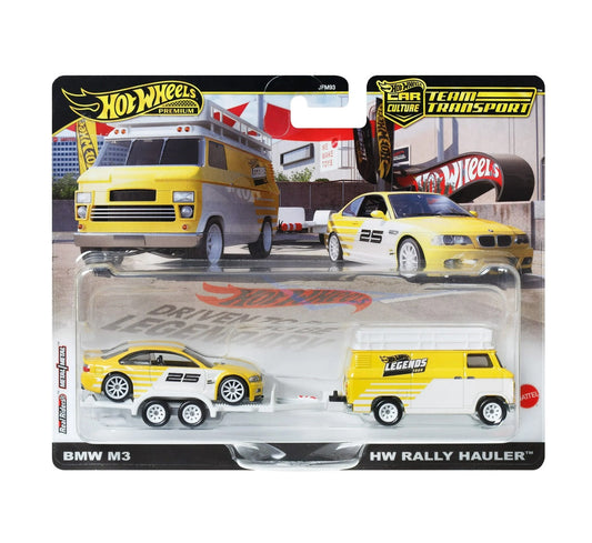 Hot Wheels Premium - BMW M3 and HW Rally Hauler - Series Car Culture Team Transport - Scala 1/64