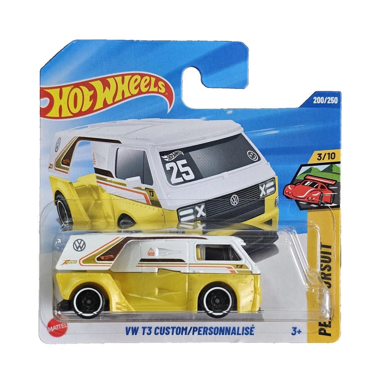 Hot Wheels - Volkswagen T3 Custom Yellow - HW Peak PuRSuit 3/10 - Scale 1/64 Approximately