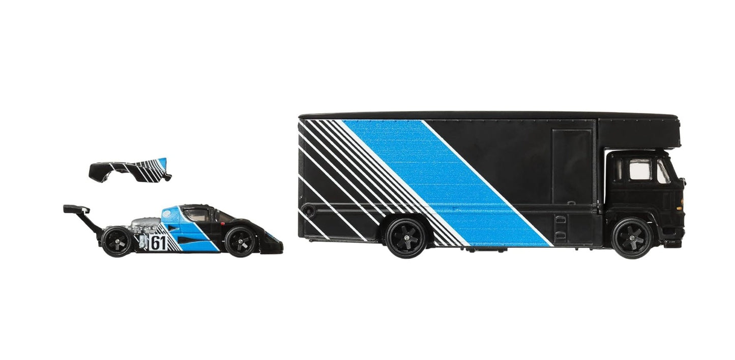 Hot Wheels Premium - Sauber-Mercedes C9 + Fleet Flyer - Series Car Culture Team Transport - Scala 1/64