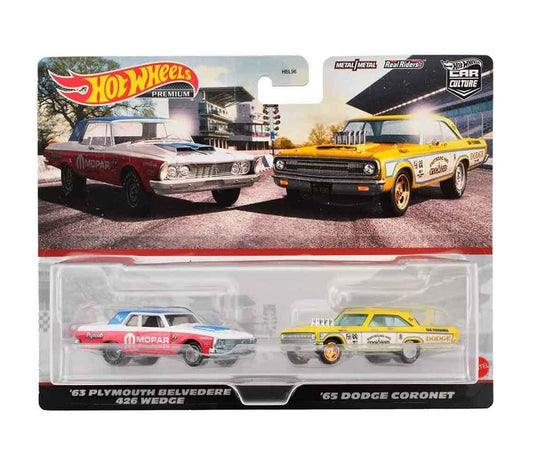 Hot Wheels Premium - 2-Pack '63 Plymouth Belvedere 426 Wedge &amp; '65 Dodge Coronet - Scale 1/64