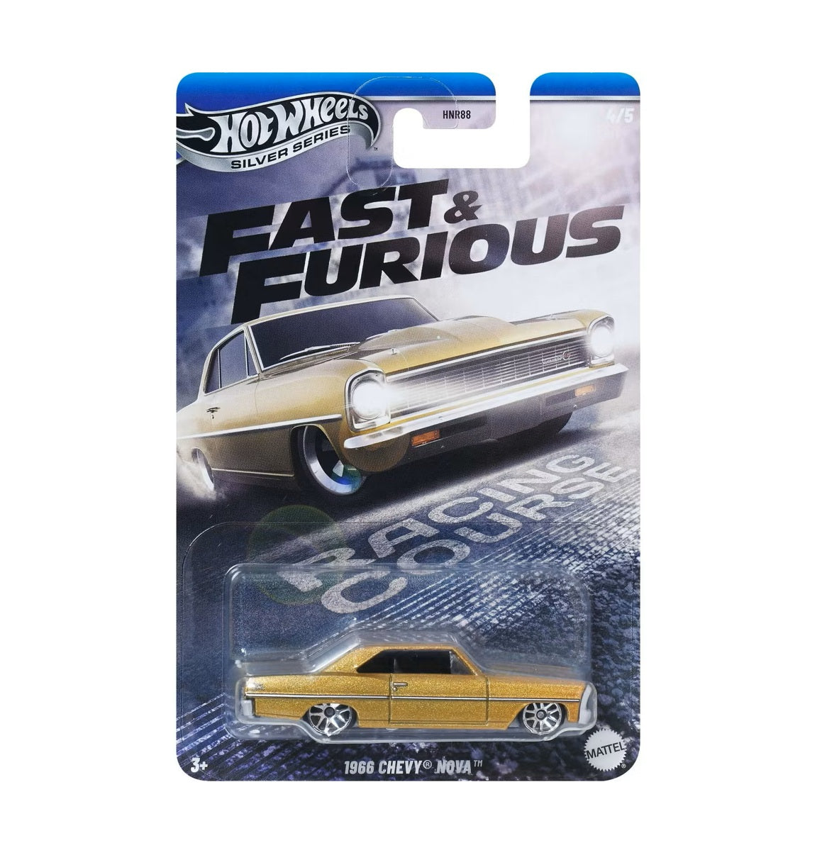 Hot Wheels - 1966 Chevy Nova Fast &amp; Furious - Silver Series - Scale 1/64