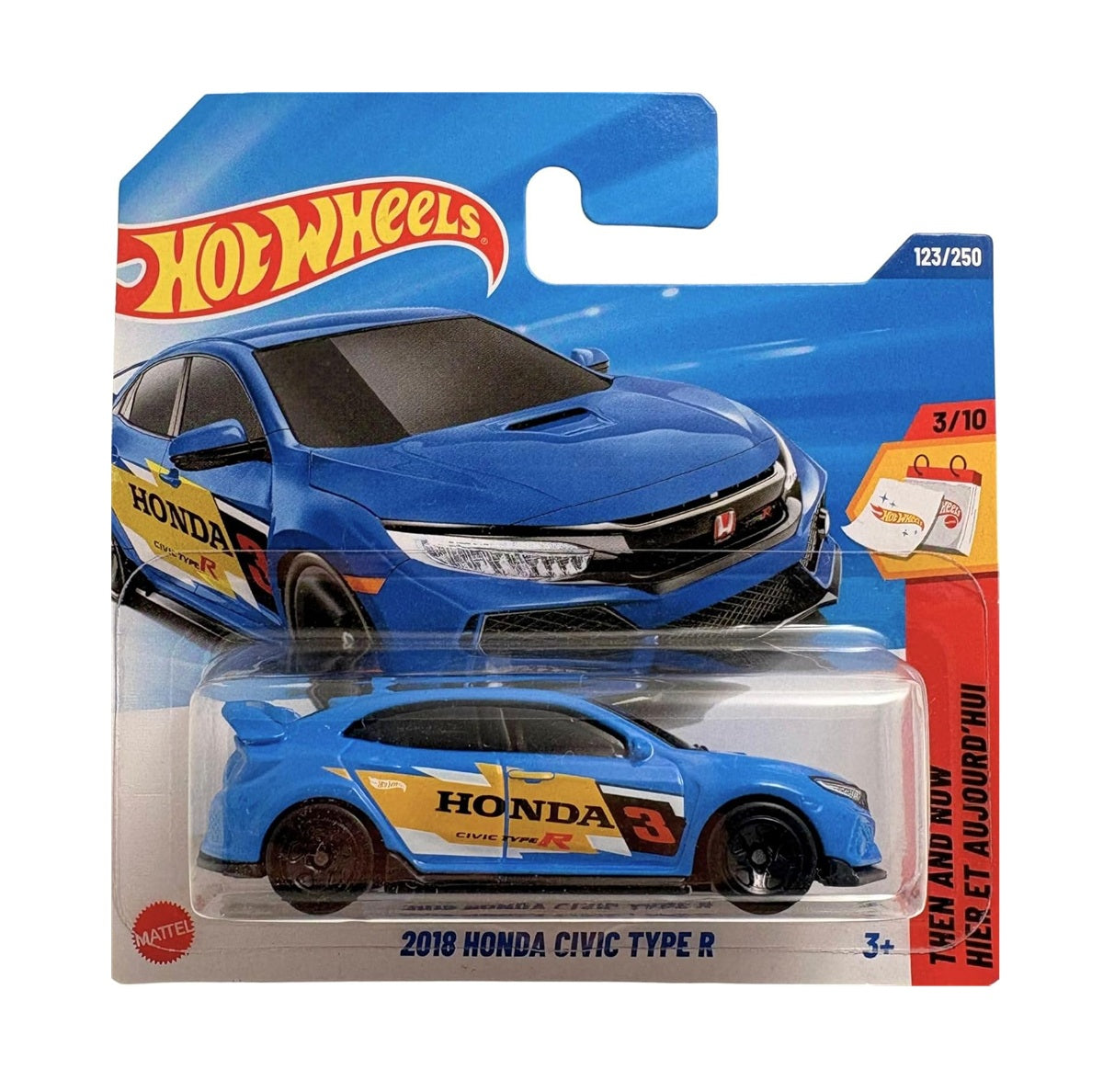 Honda Civic Type R bleue 2018 - Hot Wheels - Then and Now 3/10 - Échelle 1/64 environ