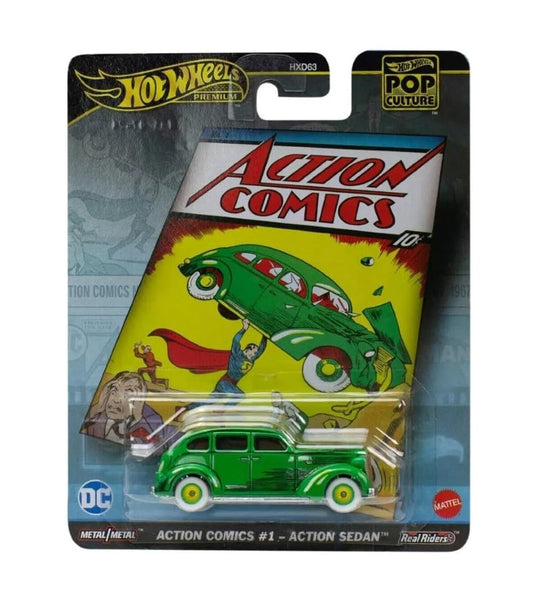Hot Wheels Premium - Action Comics #1 Action Sedan - Series POP Culture - Scale 1/64