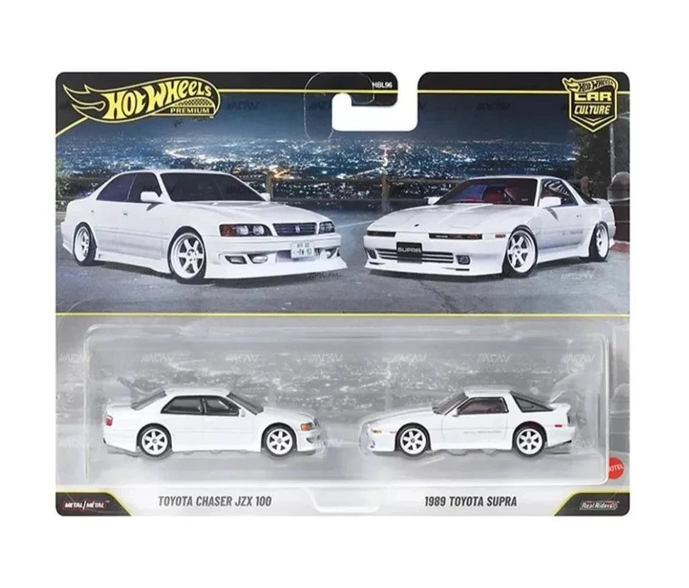 Hot Wheels Premium - 2-Pack Toyota Chaser JZX 100 1989 - Tpyota Supra - 1/64 Scale