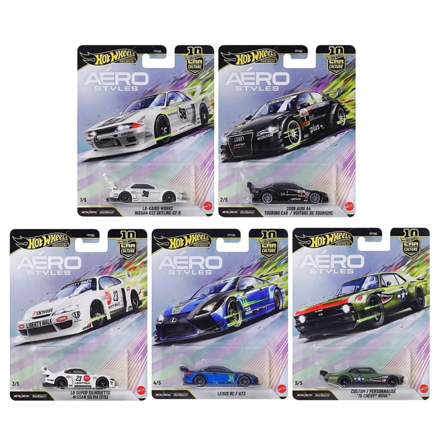 Hot Wheels Premium - Aero Styles Set of 5 Cars - Scala 1/64