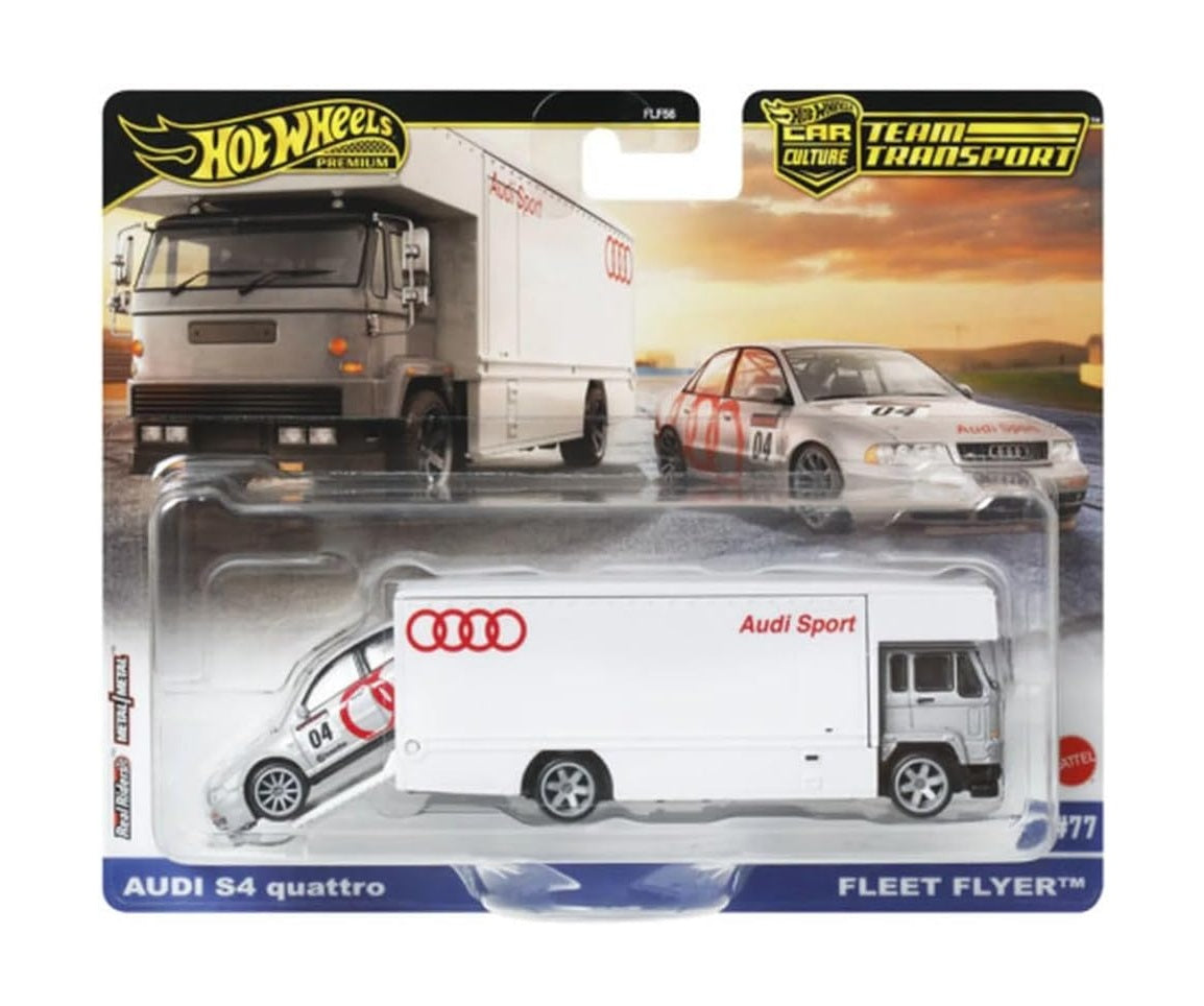 Hot Wheels Premium - Audi S4 Quattro + Fleet Flyer - Series Car Culture Team Transport - 1/64 Scale