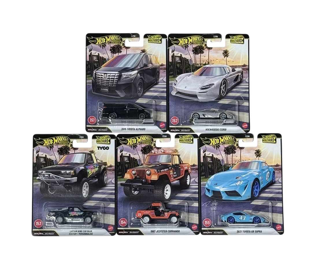 Hot Wheels Premium - Boulevard 2026 Assortment Set of 5 Cars #151-155 GJT68-958H - 1/64 Scale