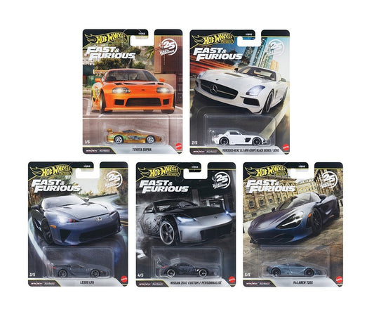 Hot Wheels Premium - Case HNW46-956R Fast & Furious 25th Anniversary Set of 5 Cars - Scala 1/64