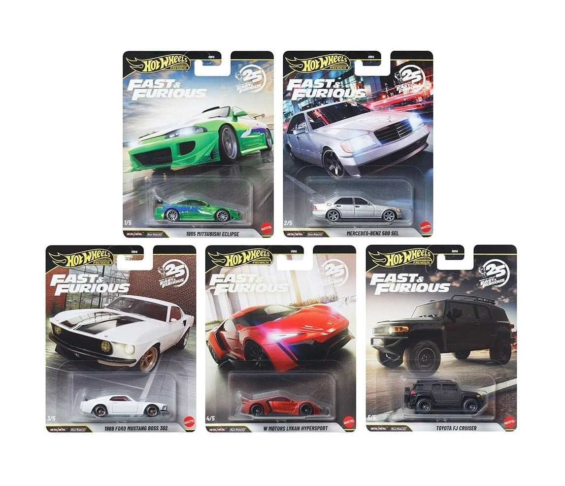 Hot Wheels Premium - HNW46-956N Fast & Furious 25th Anniversary Set of 5 Cars - Scala 1/64