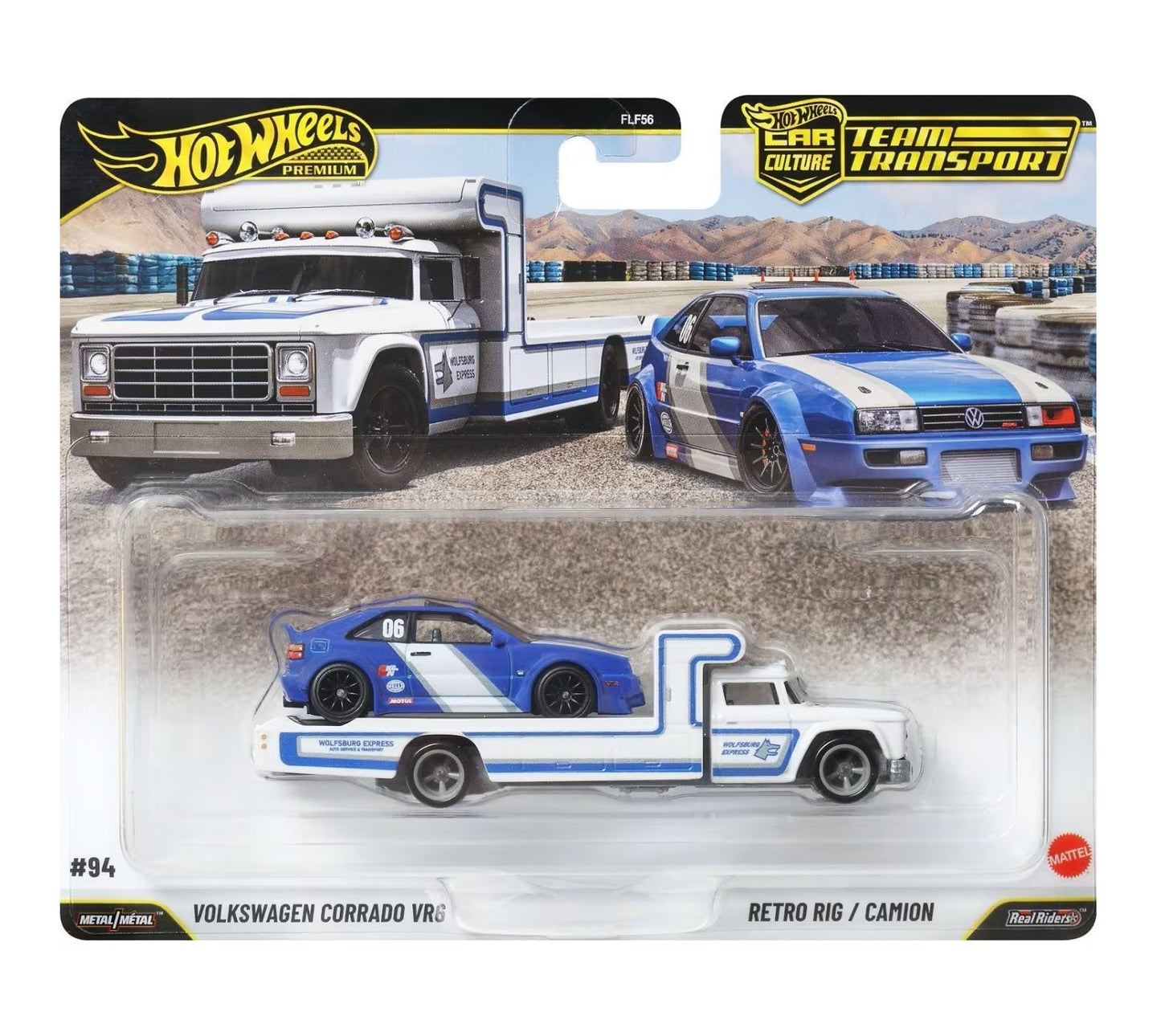 Hot Wheels Premium - Volkswagen Corrado VR6 + Camion rétro - Série Car Culture Team Transport - Échelle 1/64