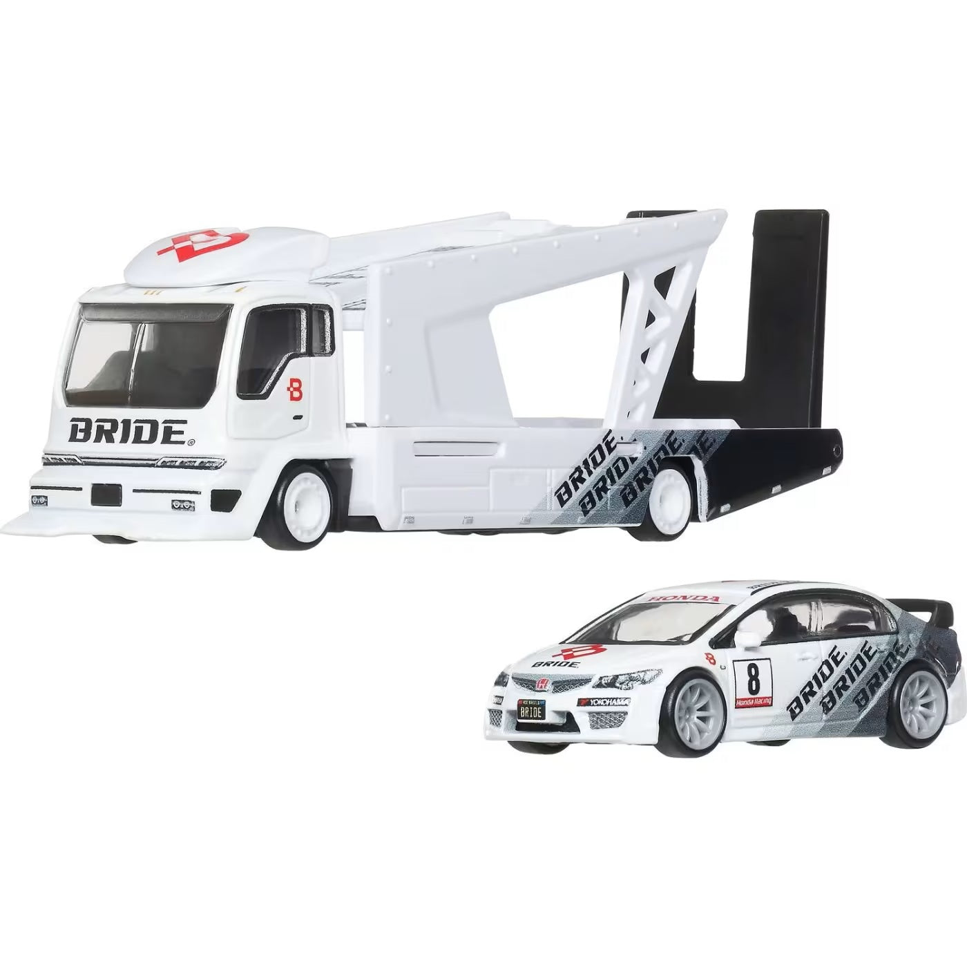 Hot Wheels Premium - '07 Honda Civic Type R + Kousoku Hauler - Series Car Culture Team Transport - 1/64 Scale