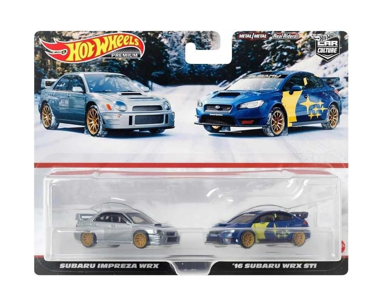 Hot Wheels Premium 2-Pack Subaru Impreza WRX / '16 Subaru WRX STI - 1/64 Scale