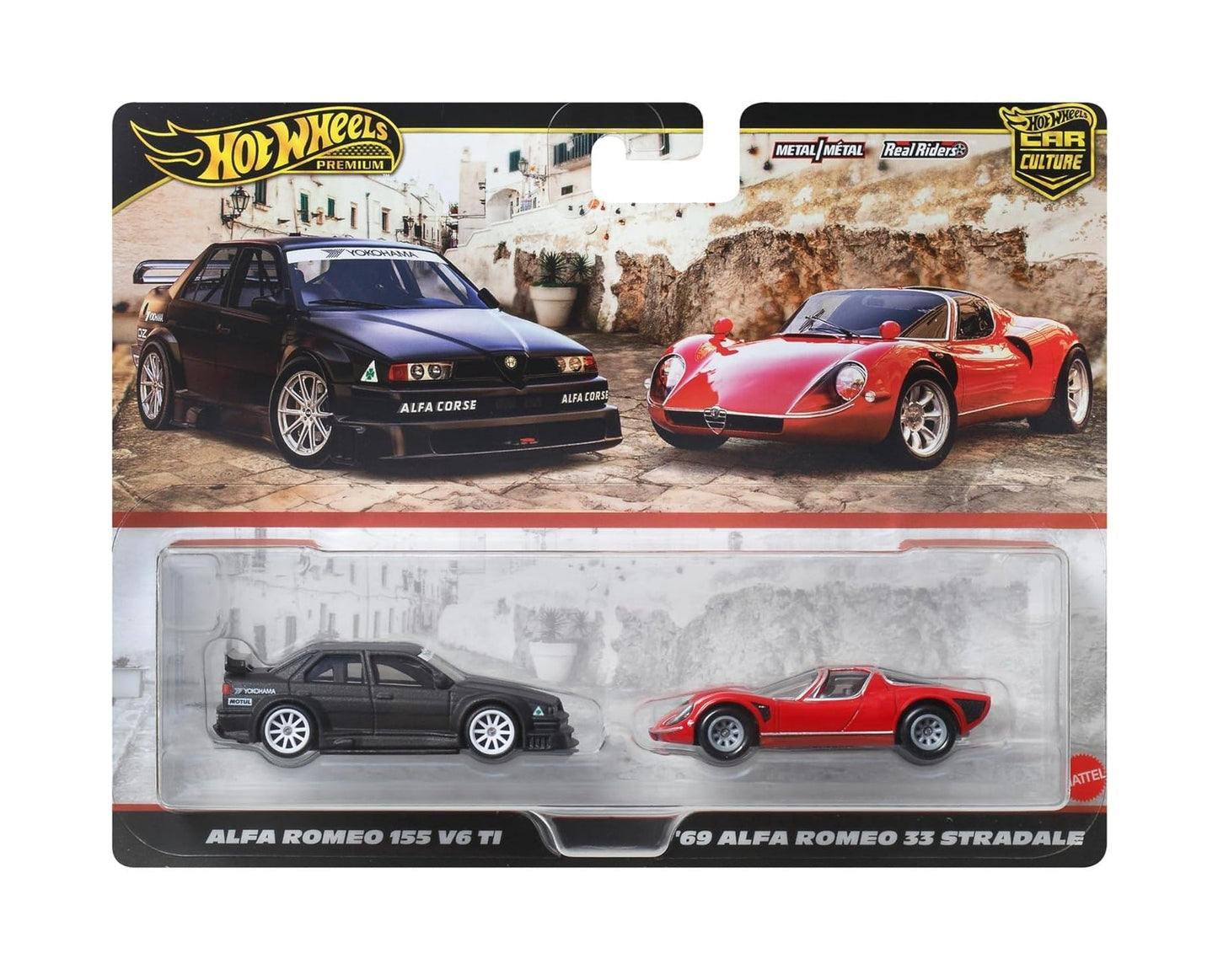 Hot Wheels Premium - 2-Pack Alfa Romeo 155 V6 TI / '69 Alfa Romeo 33 Stradale - Scala 1/64 JBK95