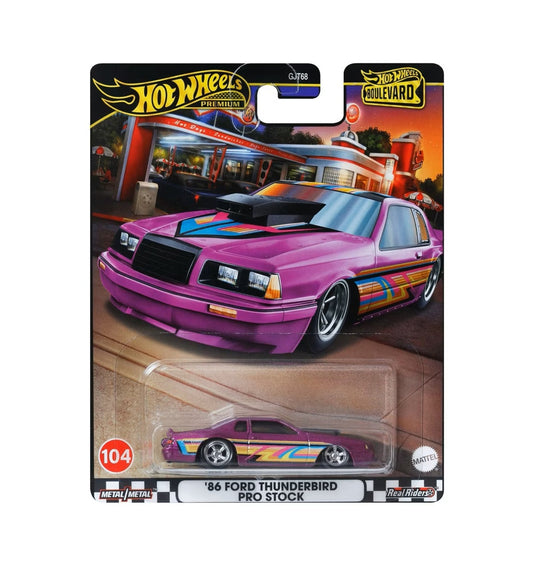 Hot Wheels Premium - 1986 Ford Thunderbird Pro Stock - Series Boulevard - 1/64 Scale