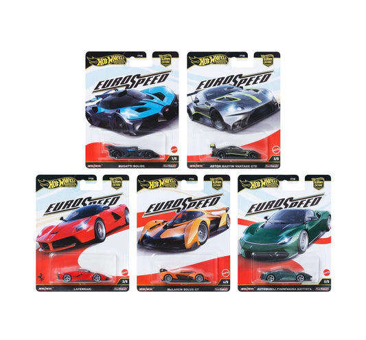 Hot Wheels Premium - Coffret de 5 modèles - Série Euro Speed ​​- Car Culture - Échelle 1/64