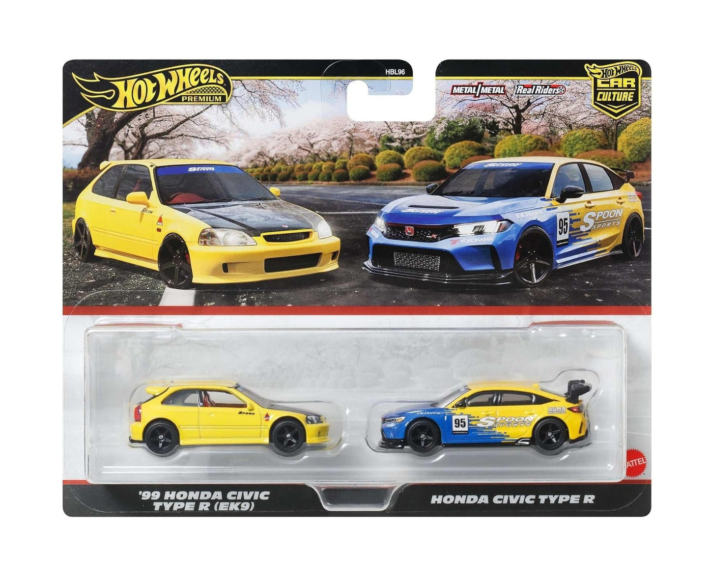 2-Pack '99 Honda Civic Type R (EK9) and Honda Civic Type R - Hot Wheels Premium - Scale 1/64