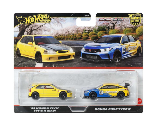 2-Pack '99 Honda Civic Type R (EK9) and Honda Civic Type R - Hot Wheels Premium - Scale 1/64