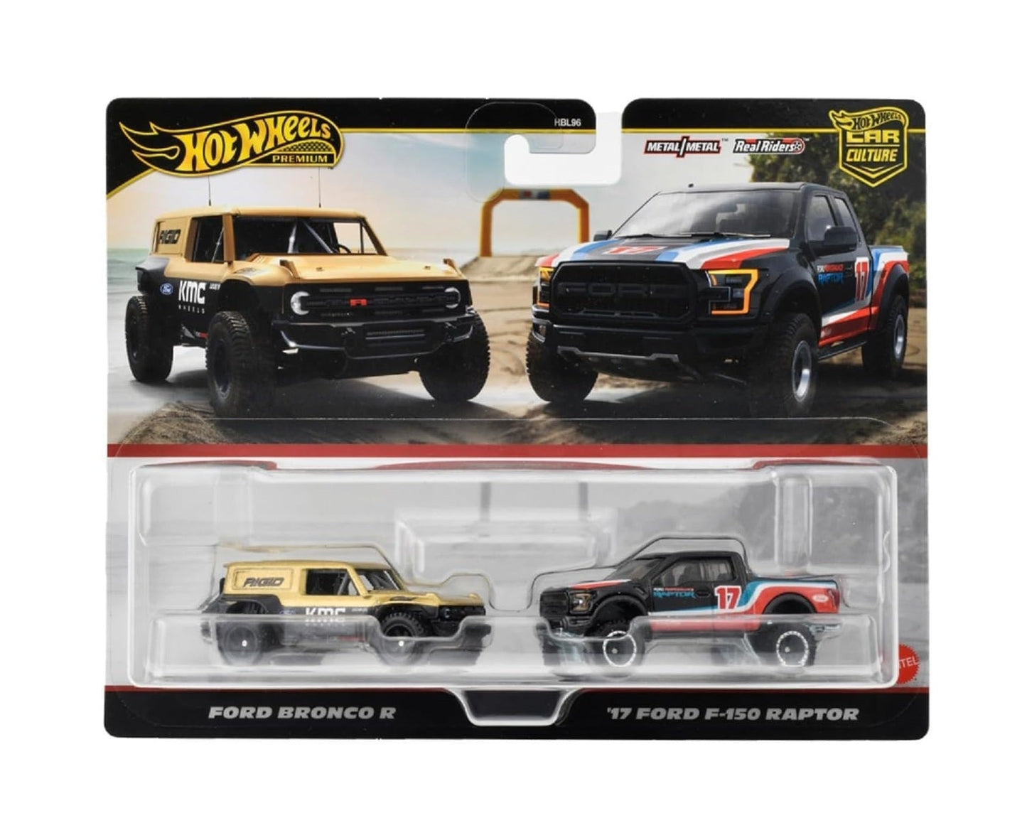 Hot Wheels Premium - 2-Pack Ford Bronco R & '17 Ford F-150 Raptor - Scala 1/64