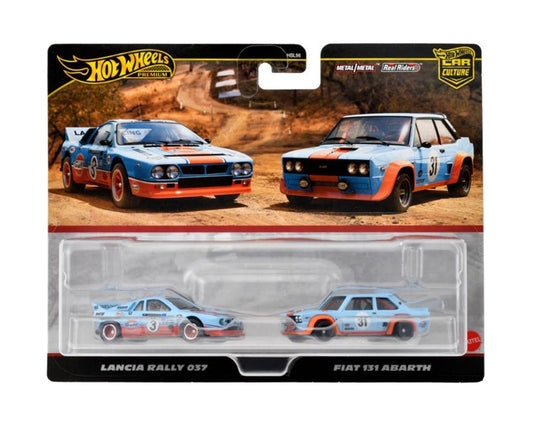 Hot Wheels Premium - 2-Pack Lancia Rally 037 and Fiat 131 Abarth - Scale 1/64