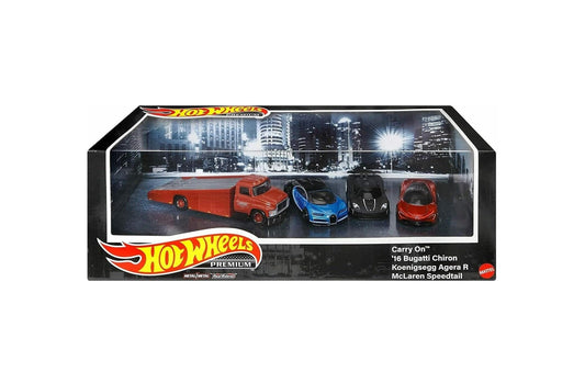 Hot Wheels - Set Premium Carry On McLaren Koenigsegg Bugatti  - Scala 1/64