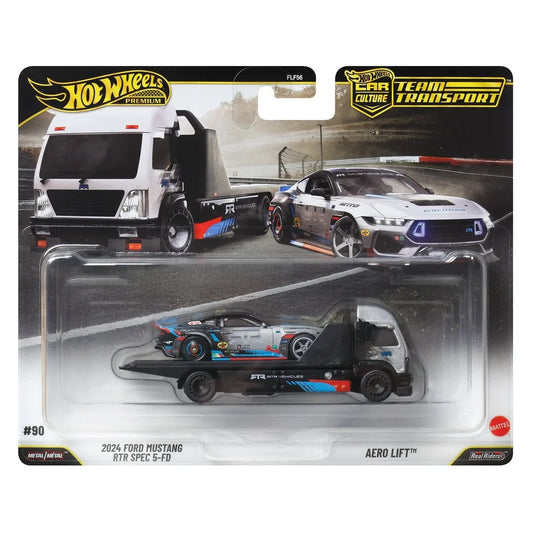 Hot Wheels Premium - 2024 Ford Mustang RTR Spec 5-FD + Aero Lift - Series Car Culture Team Transport - Scala 1/64