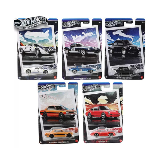 Hot Wheels - Set 5 Modelli - Silver Series National Icons - Scala 1/64 HRT81 - 979G