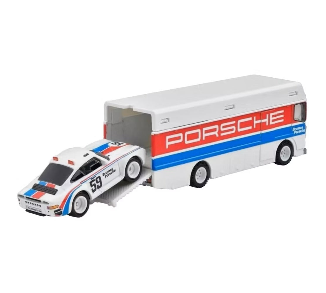 Hot Wheels Premium - Porsche 959 (1986) + Euro Hauler - Series Car Culture Team Transport - Scala 1/64