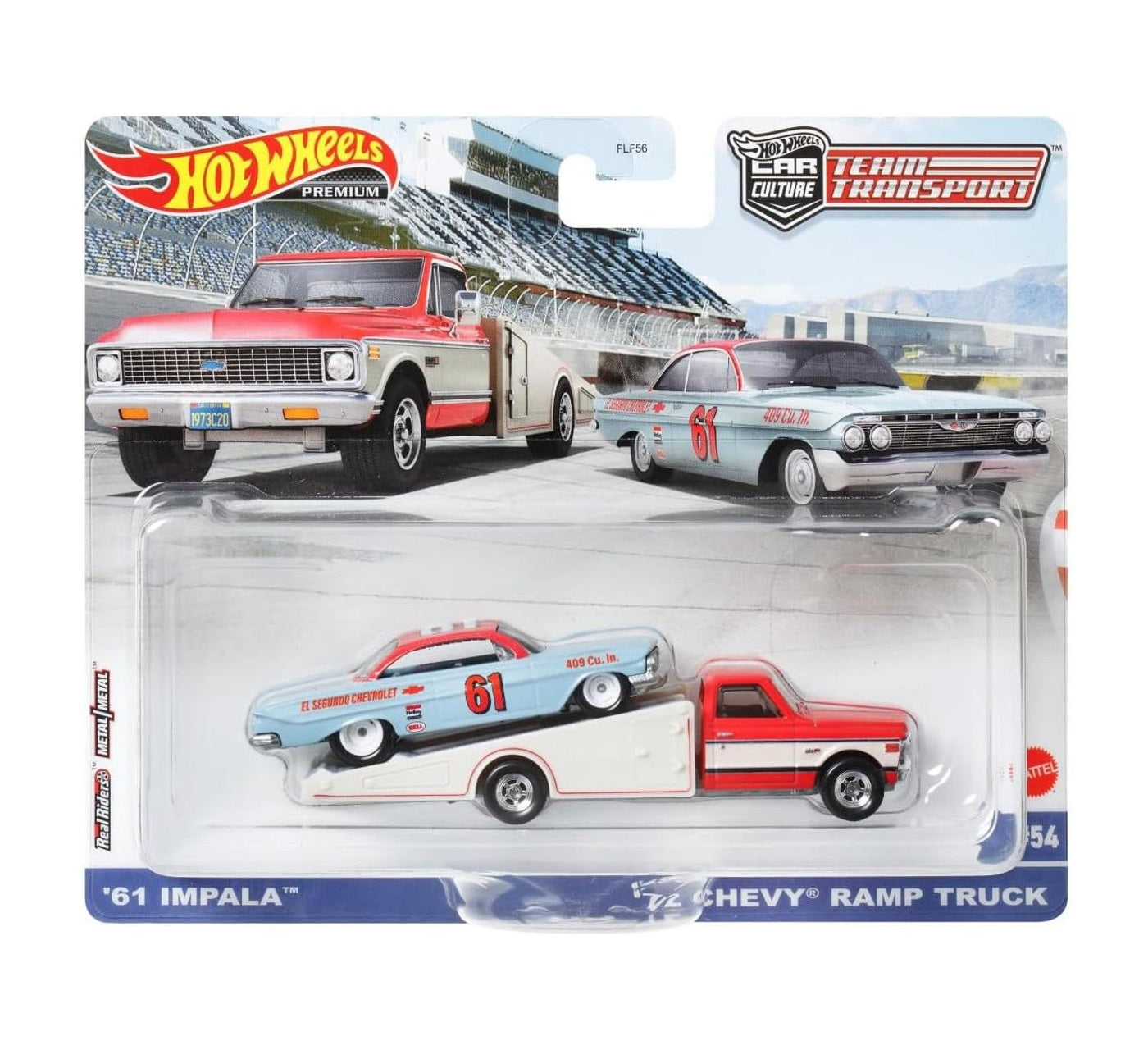 Hot Wheels Premium - '61 Impala & '72 Chevy Ramp Truck - Series Car Culture Team Transport - Scala 1/64