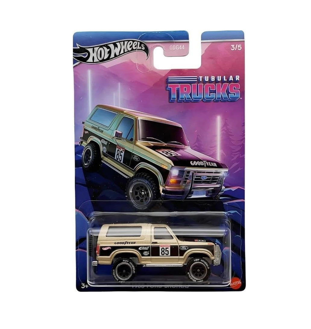 Hot Wheels - Camions tubulaires Ford Bronco série 1985 - Échelle approximative 1/64