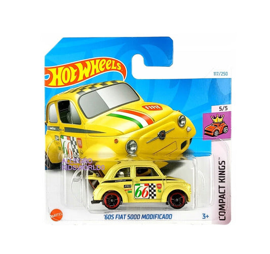 Hot Wheels - '60s Fiat 500D Modicado Yellow - HW Compact Kings 5/5 - Scale 1/64 Approximately