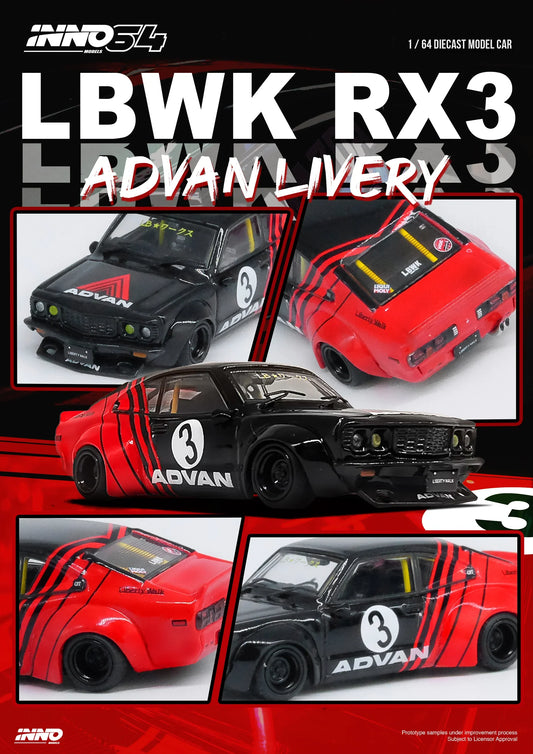 INNO64 - LBWK Mazda RX3 Savanna *Advan Livery* - Scala 1/64 IN64-LBWKRX3-02