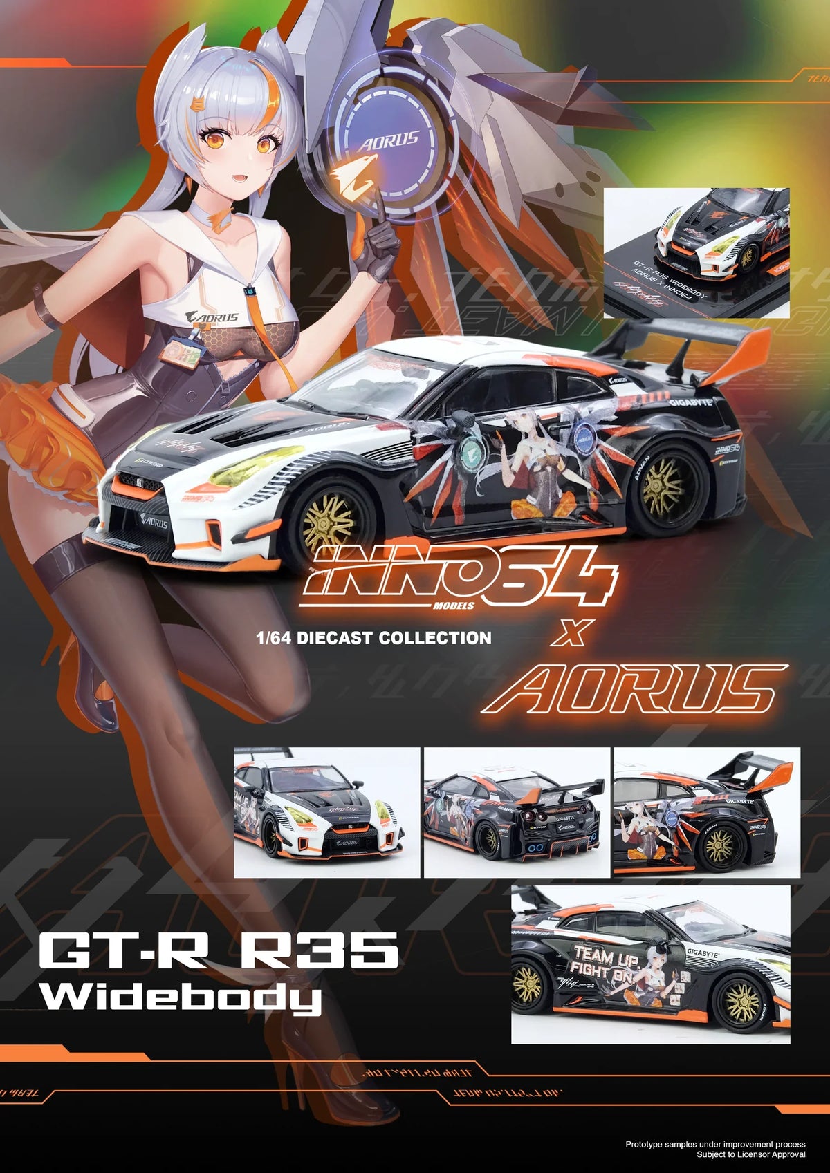 INNO64 - Nissan GT-R R35 Aorus x Inno64 Widebody Limited Edition - Scala 1/64 IN64-R35LB-AORUS