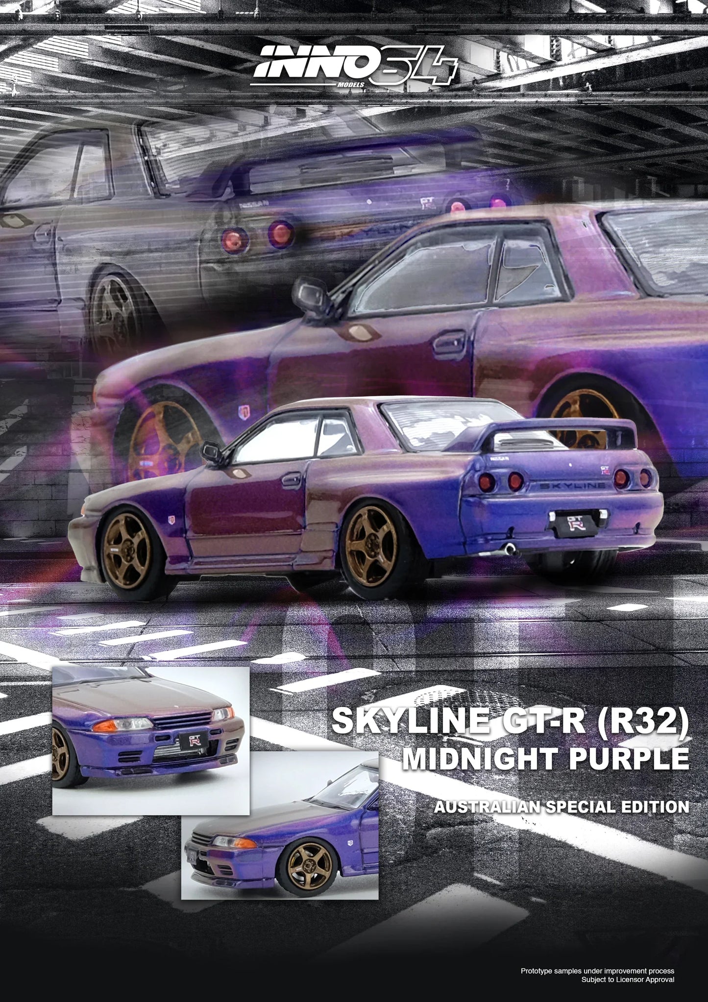 INNO64 - Nissan Skyline GT-R ( R32 ) Midnight Purple Métallisé « Édition Spéciale Australienne » - Échelle 1/64 IN64- R32 -MP-AS