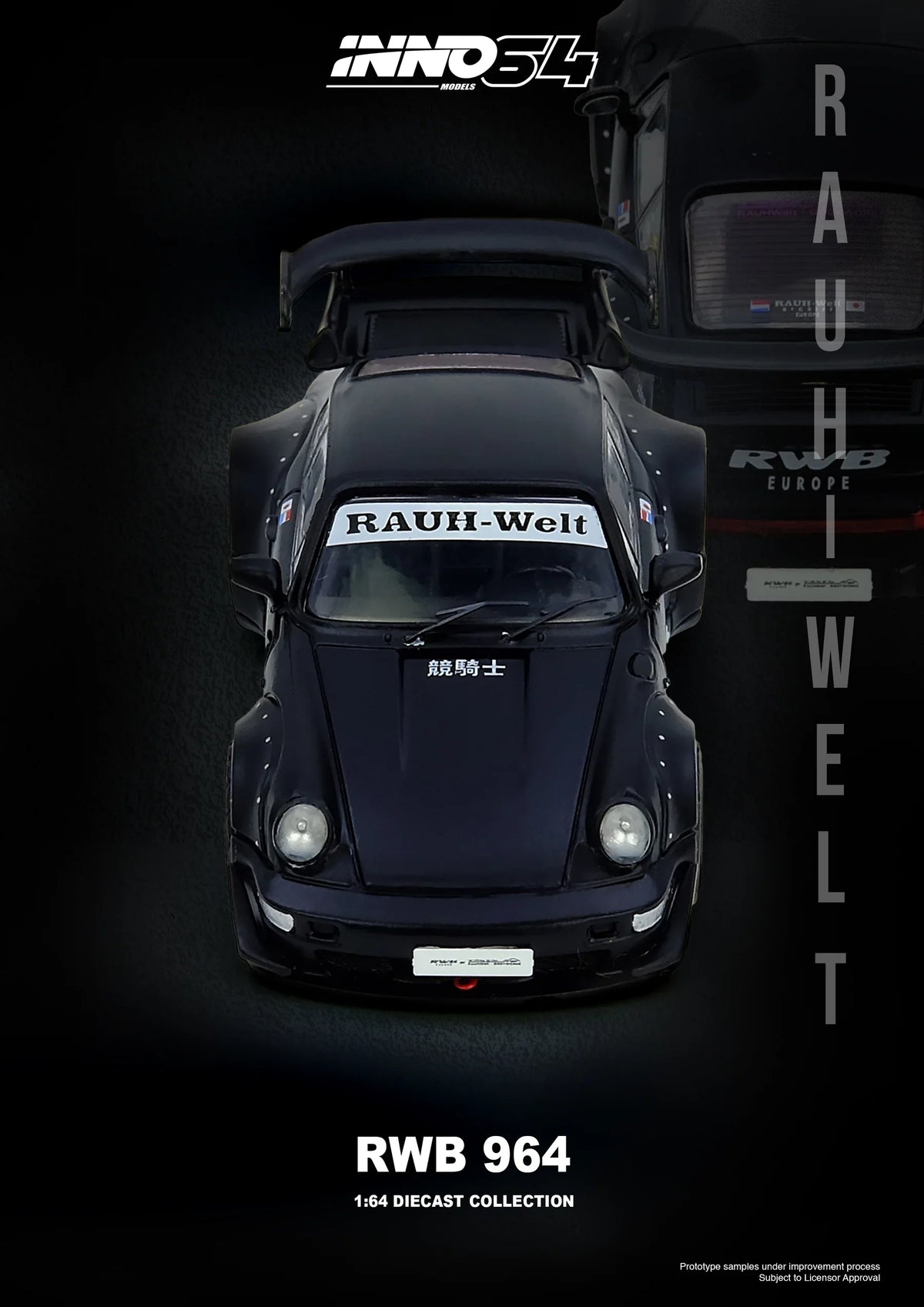 INNO64 - Porsche RWB 964 Black Matt - Scala 1/64 IN64-RWB964-BM