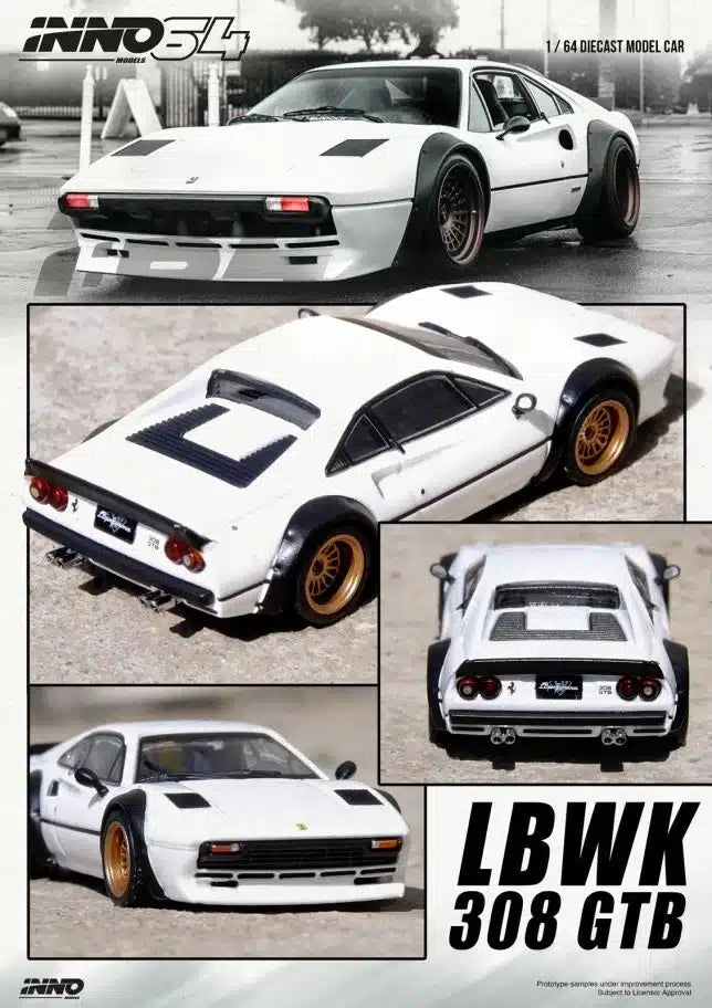 INNO64 - LBWK Ferrari 308 GTB - Scala 1/64 IN64-LBWK308-WHI