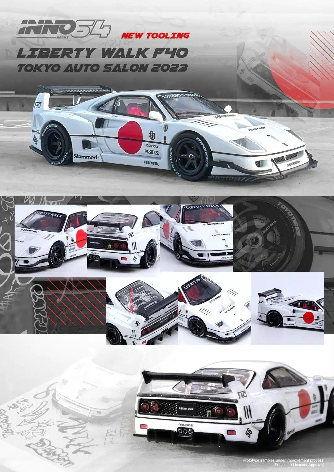 INNO64 - LBWK Ferrari F40 Blanche Tokyo Auto Salon 2023 - Échelle 1/64 IN64-LBWKF40-TAS23