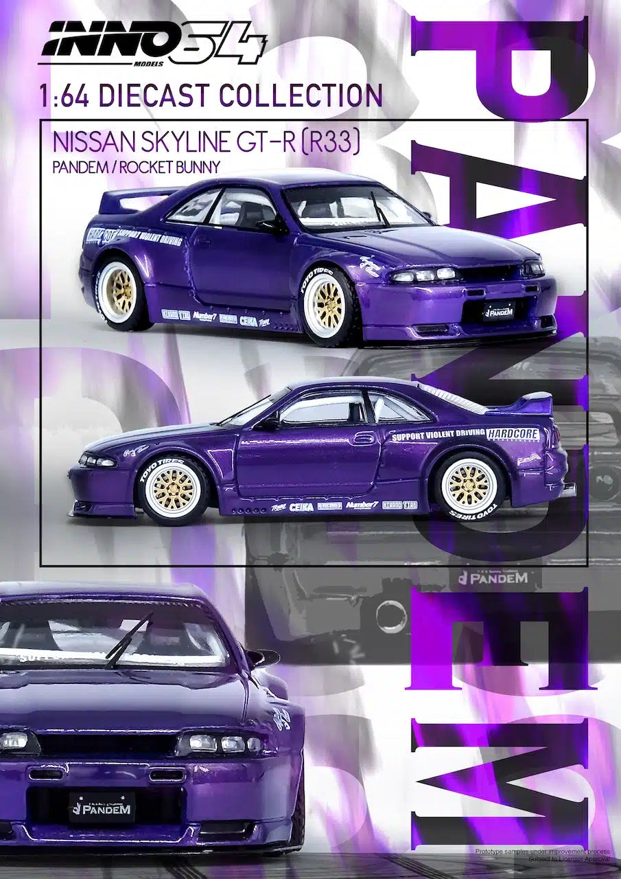 INNO64 - Nissan Skyline GT-R (R33) “PANDEM ROCKET BUNNY” Purple - INNO64 - Scale 1/64 IN64-R33P-PPL
