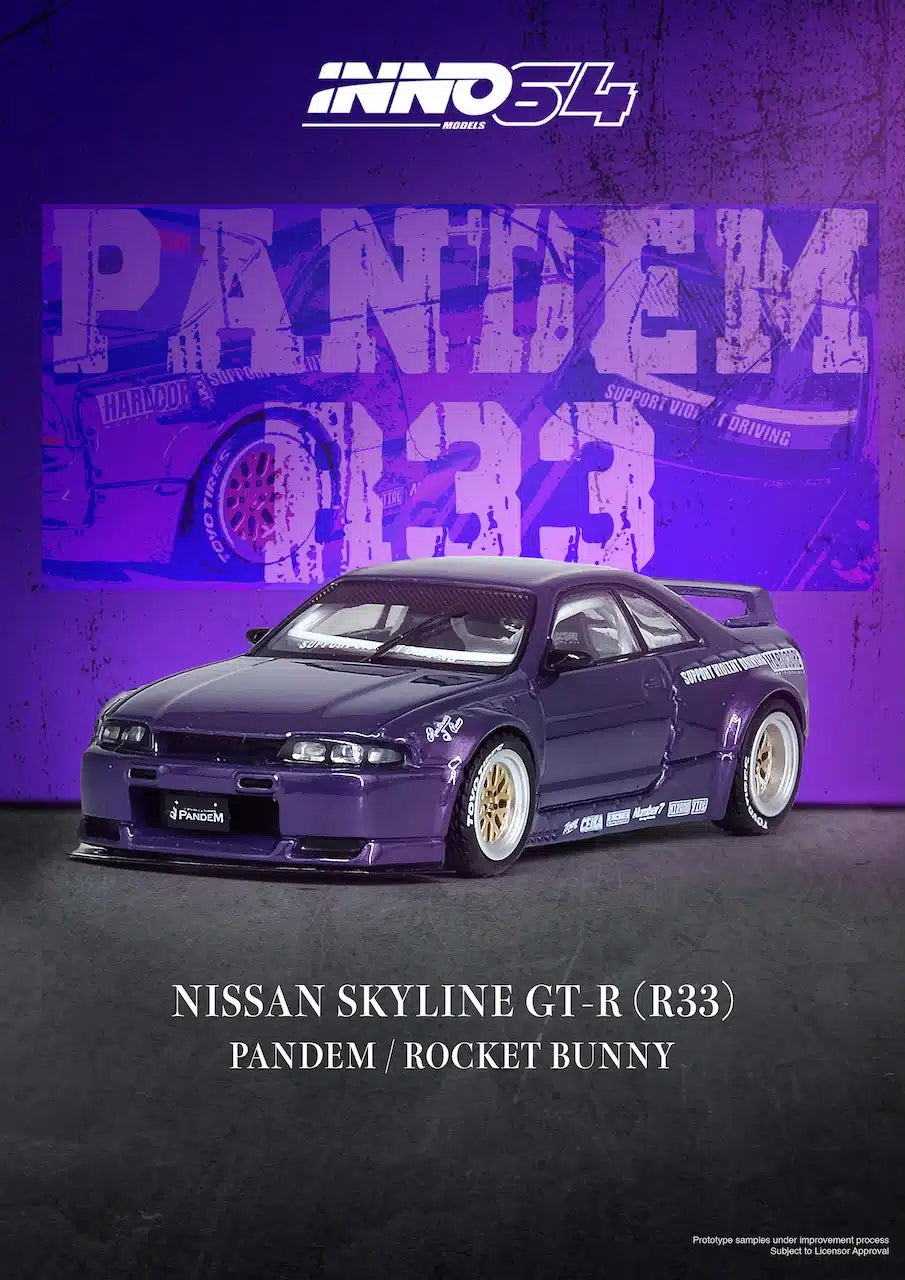 INNO64 - Nissan Skyline GT-R (R33) “PANDEM ROCKET BUNNY” Purple - INNO64 - Scale 1/64 IN64-R33P-PPL