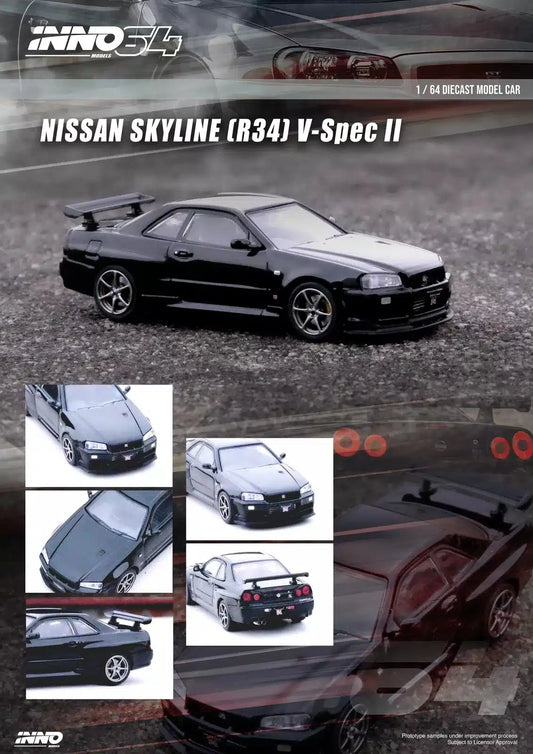 INNO64 - Nissan Skyline GT-R (R34) V-Spec II - Scala 1/64 IN64-R34VS-BLA