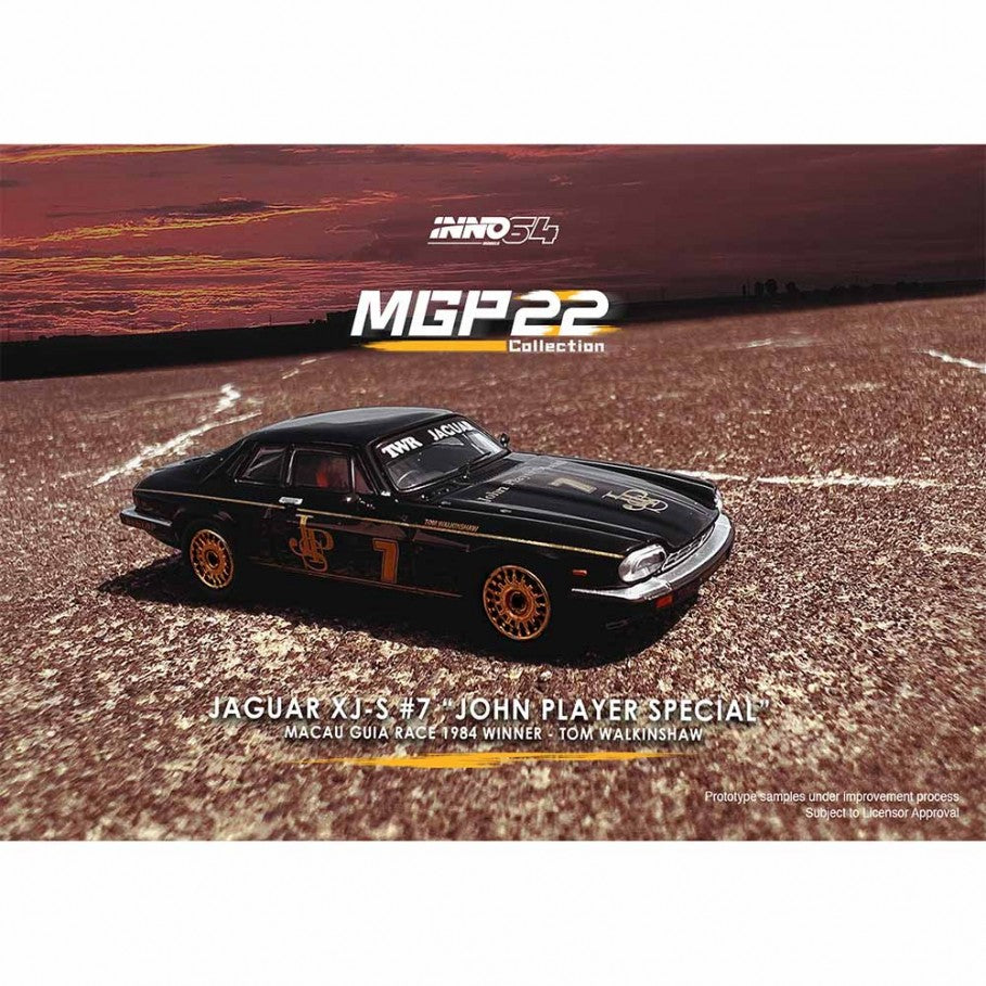 INNO64 - Jaguar XJ-S #7 `John Player Special` Macau Guia Race 1984 Winner - Scala 1/64 IN64-XJS-MGP22JPS