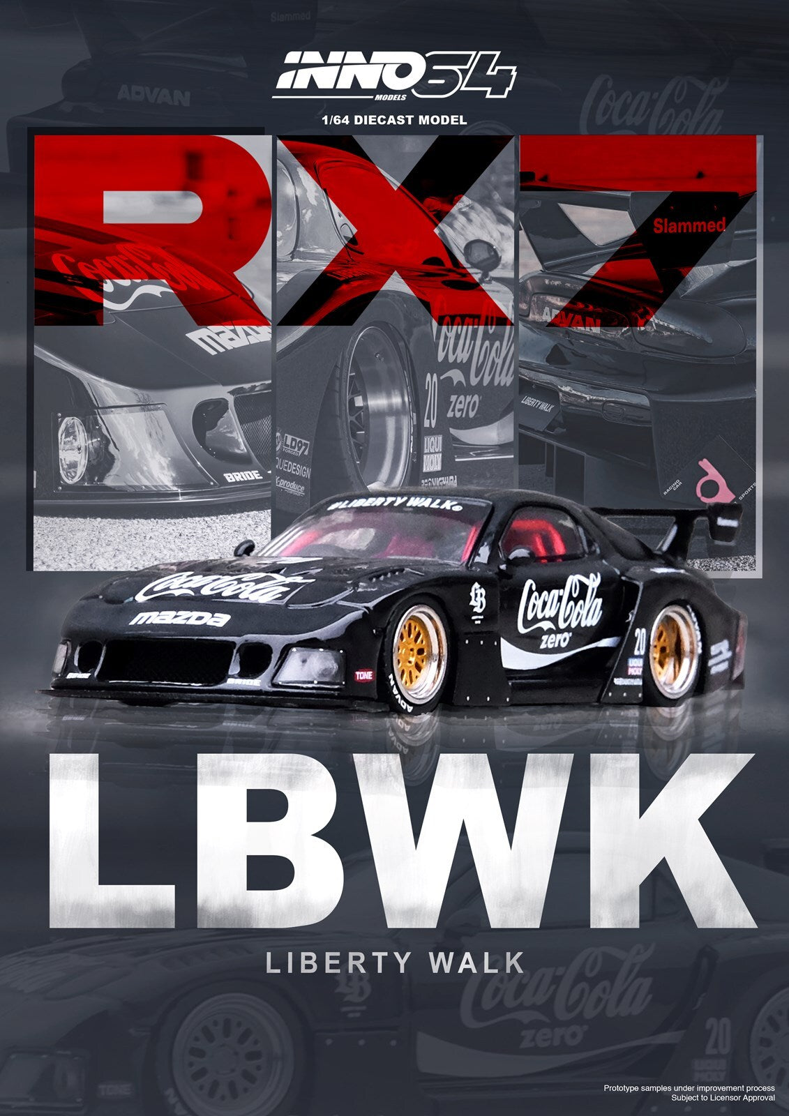 INNO64 - Mazda RX7 (FD3S) LB-Super-Silhouette "Coca-Cola Zero" Black - INNO64 - Scale 1/64 IN64-LBWK-RX7-01