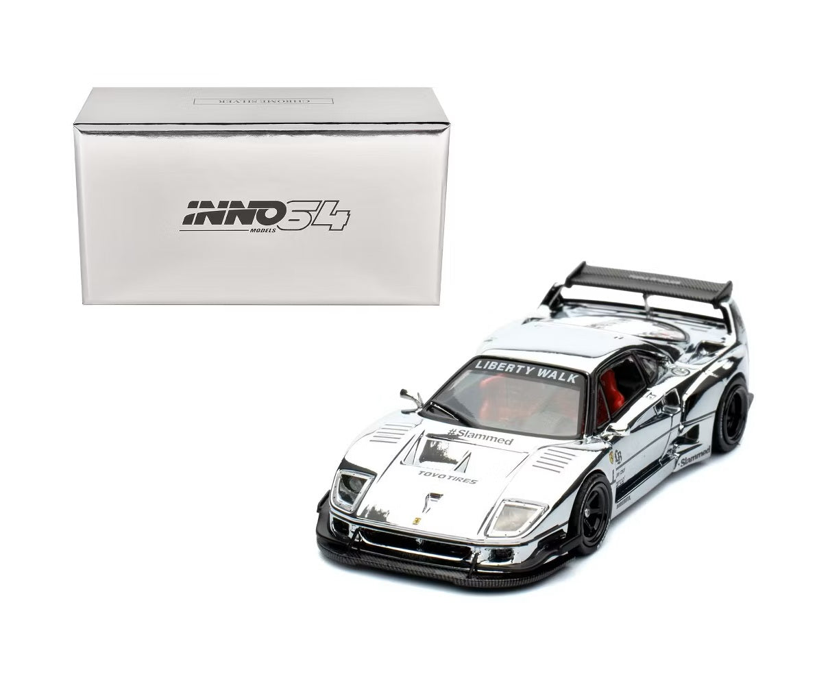 INNO64 - LBWK Ferrari F40 Chrome Silver - Scale 1/64 IN64-LBWKF40