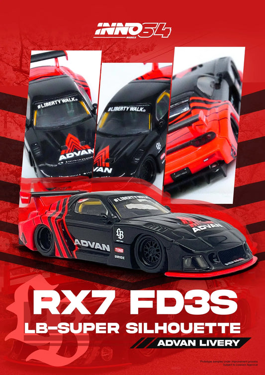 INNO64 - Mazda RX7 (FD3S) LBWK LB Super Silhouette *Advan Livery* - Scala 1/64 IN64-LBWK-RX7-05