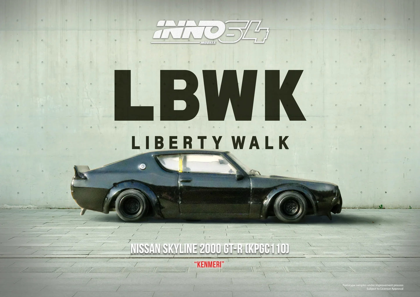 INNO64 - Nissan Skyline 2000 GT-R (KPGC110) LB WORKS "KENMERI" Black - Scale 1/64 IN64-KPGC110LB-BLA