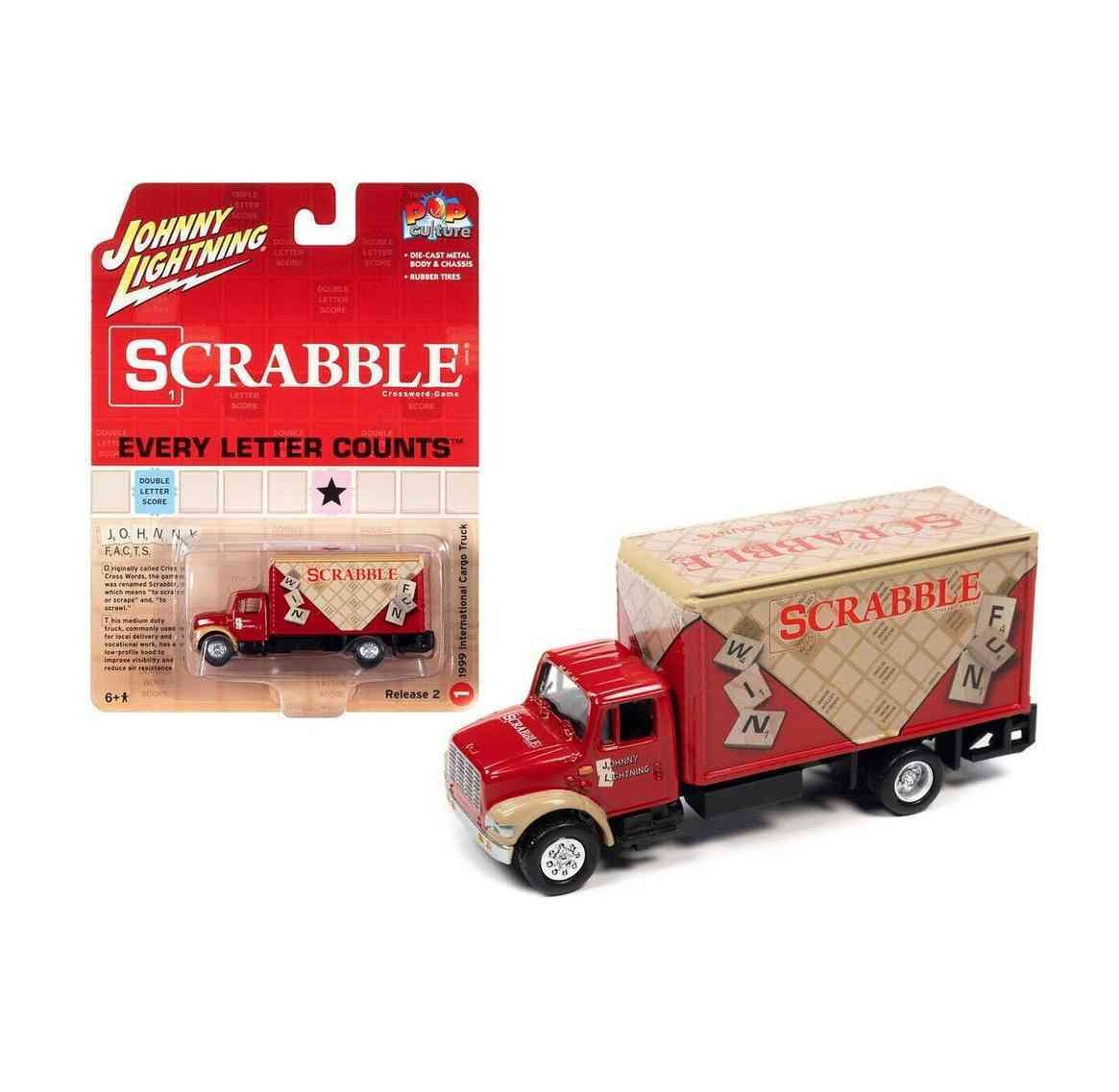 Johnny Lightning - 1999 International Cargo Truck "Scrabble" Pop Culture - Scala 1/64 Circa