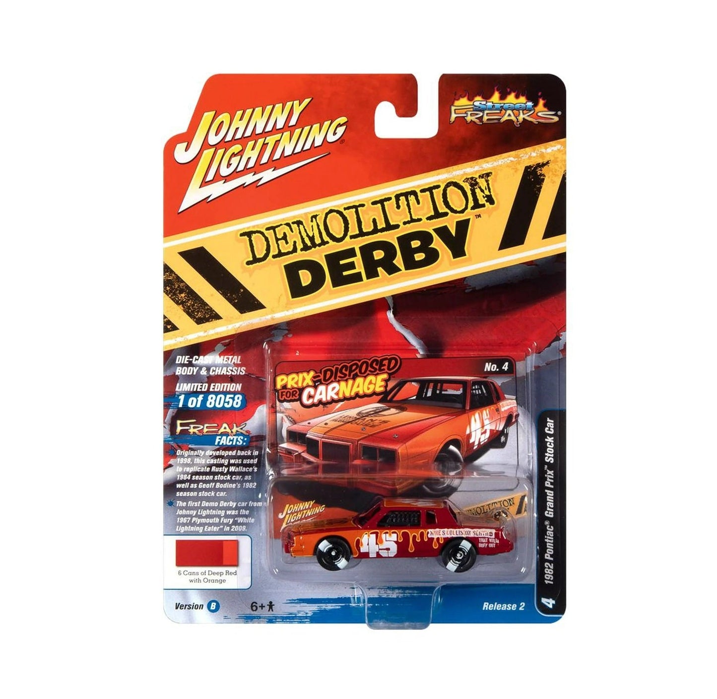 Johnny Lightning - 1982 Pontiac Grand Prix Stock Car "Demolition Derby" Red - Scala 1/64