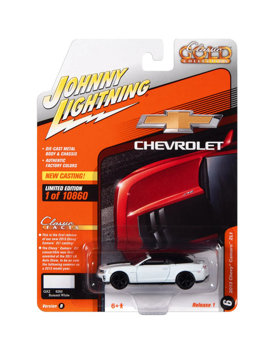 Johnny Lightning - 2013 Chevrolet Camaro ZL1 Convertible Summit White "Classic Gold Collection" - Scala 1/64